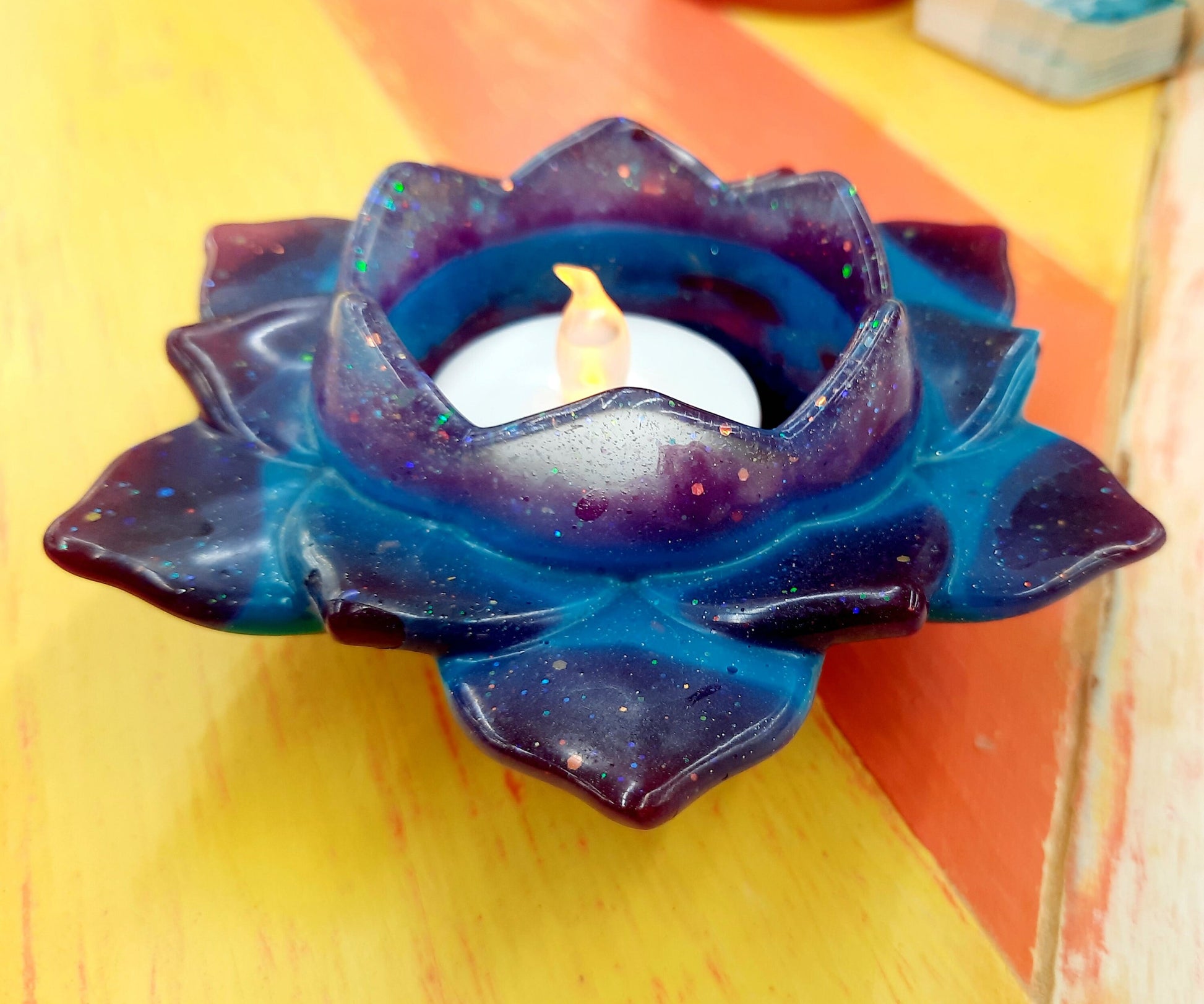 Resin Lotus Flower Tealight Candle Holder