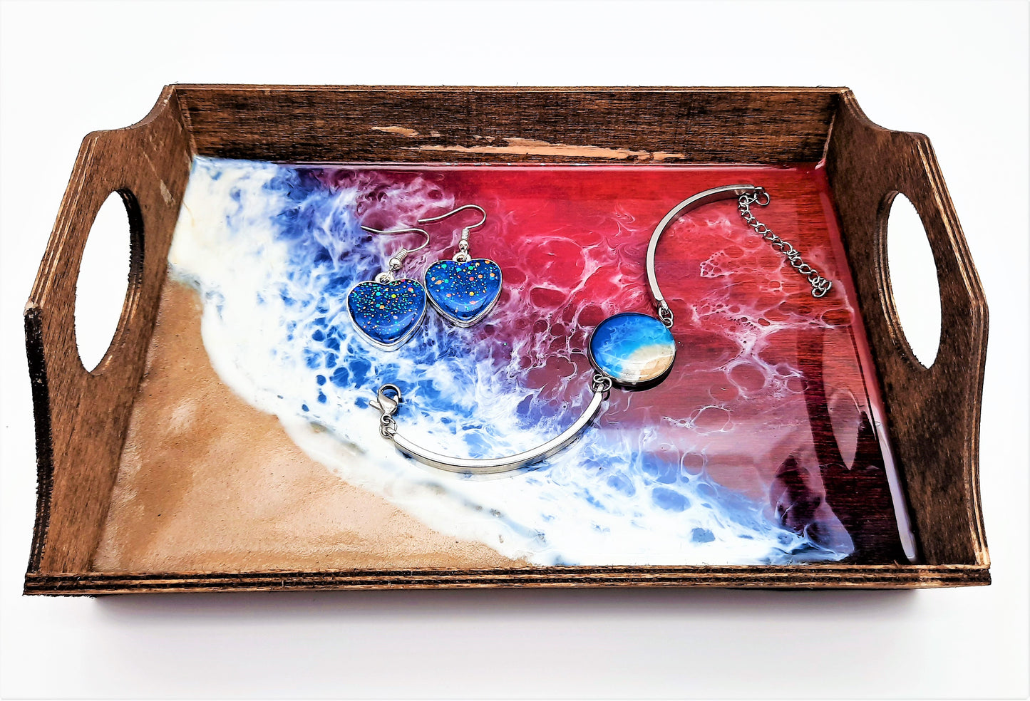 Resin Seascape Small Wooden Tray