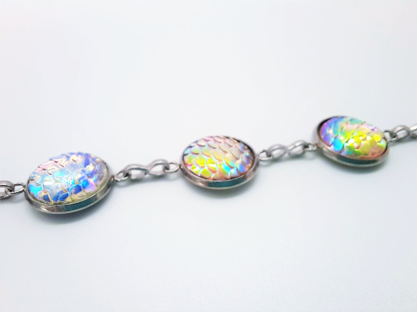 Iridescent Mermaid Scale Link Bracelet