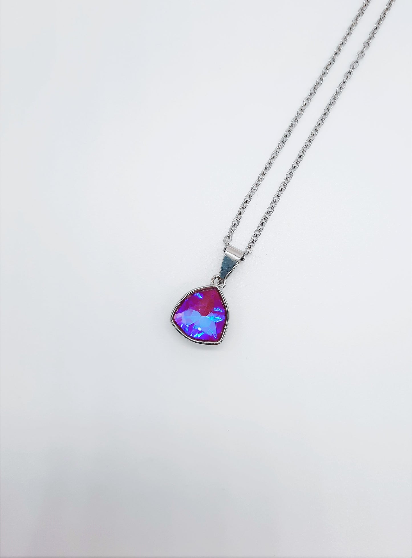 Rainbow Aurora Borealis Triangle  Necklace