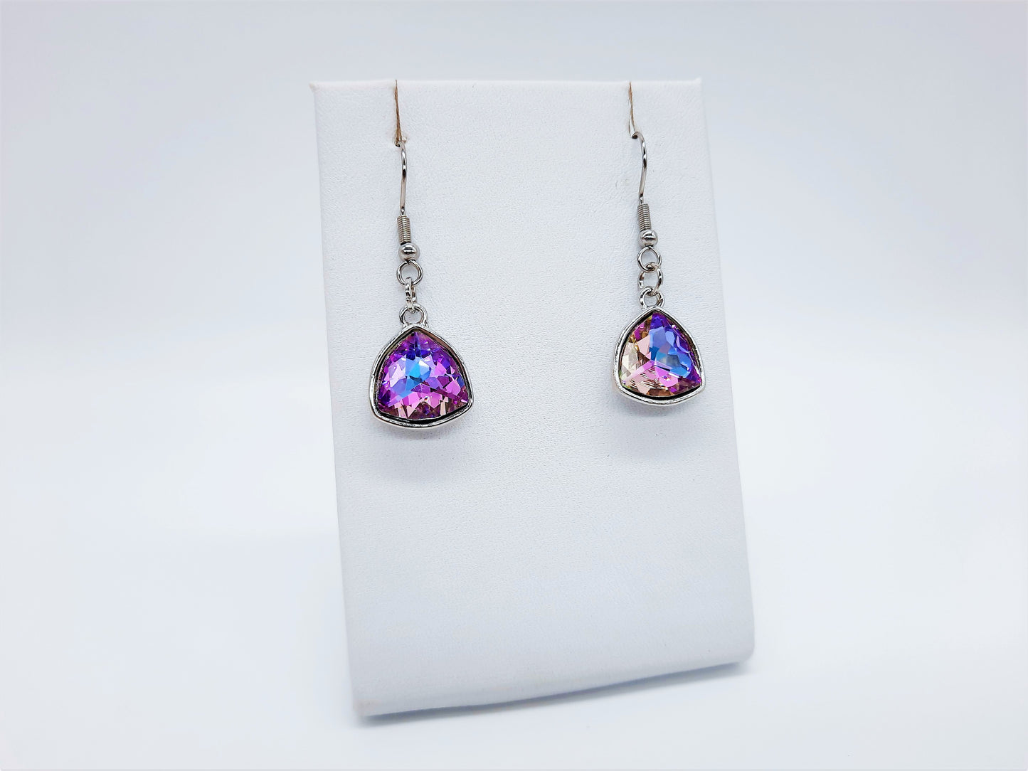 Aurora Borealis Triangle Earrings