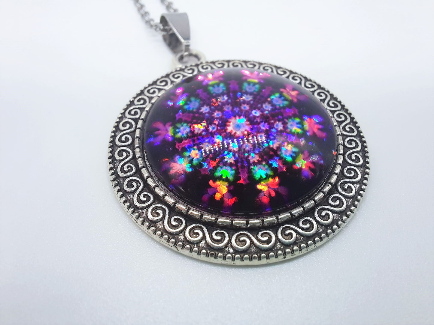 Set of Six (6) Glitter Mandala Tibetan Style Necklace Sampler Set