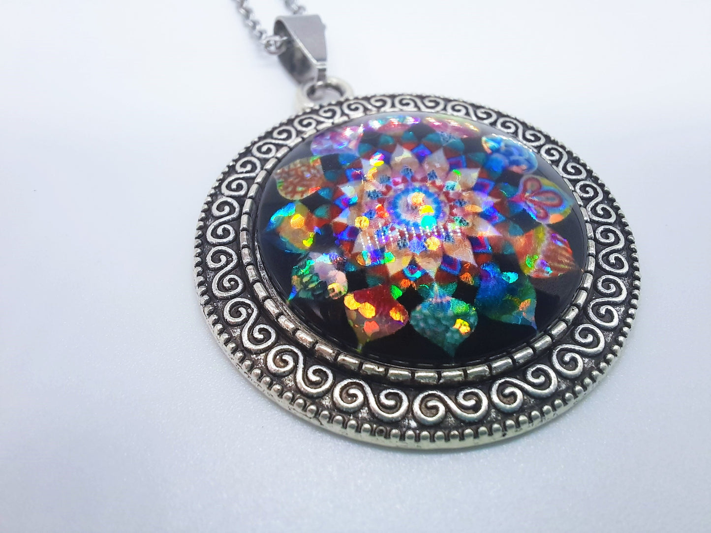 Set of Six (6) Glitter Mandala Tibetan Style Necklace Sampler Set