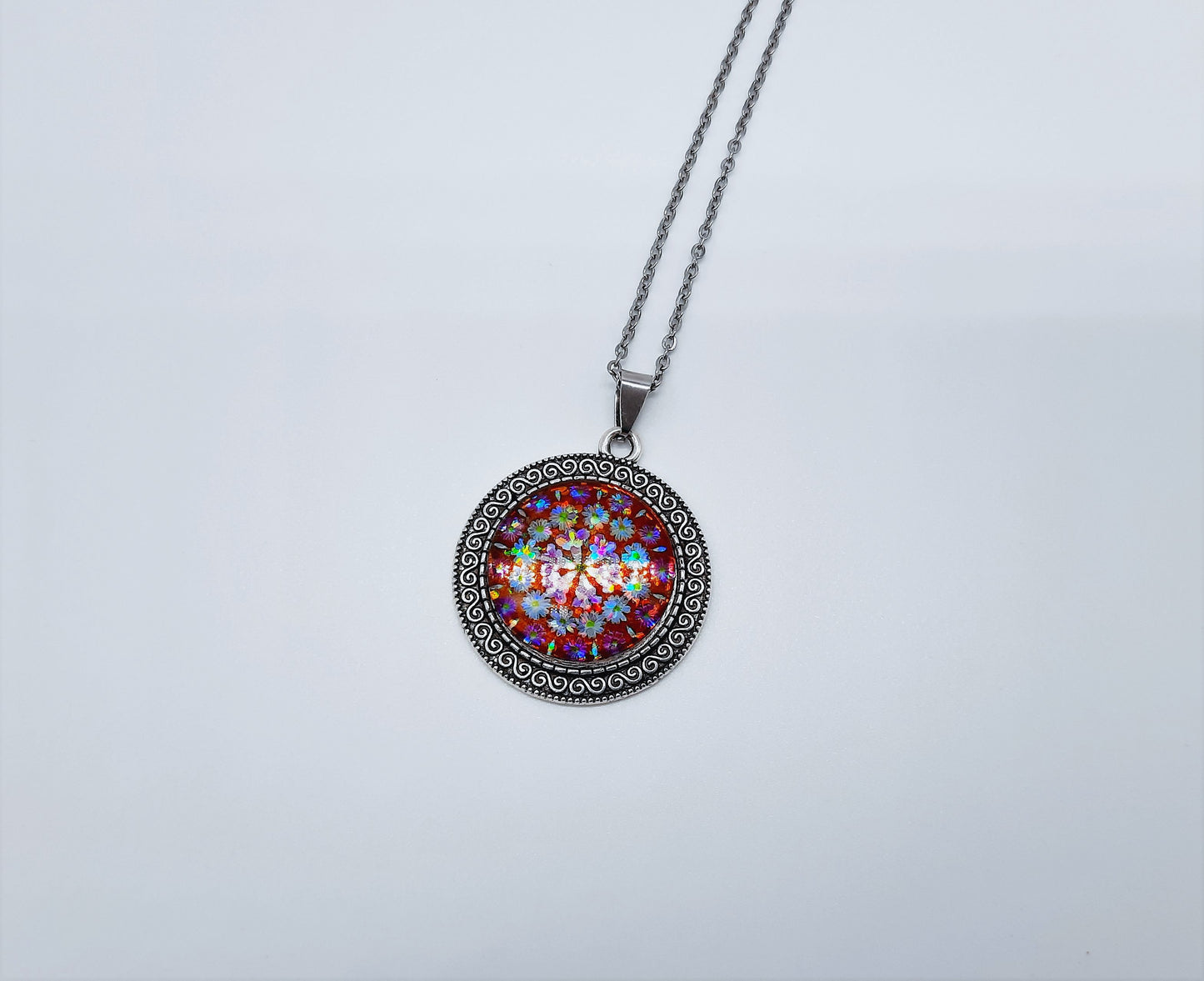 Set of Six (6) Glitter Mandala Tibetan Style Necklace Sampler Set