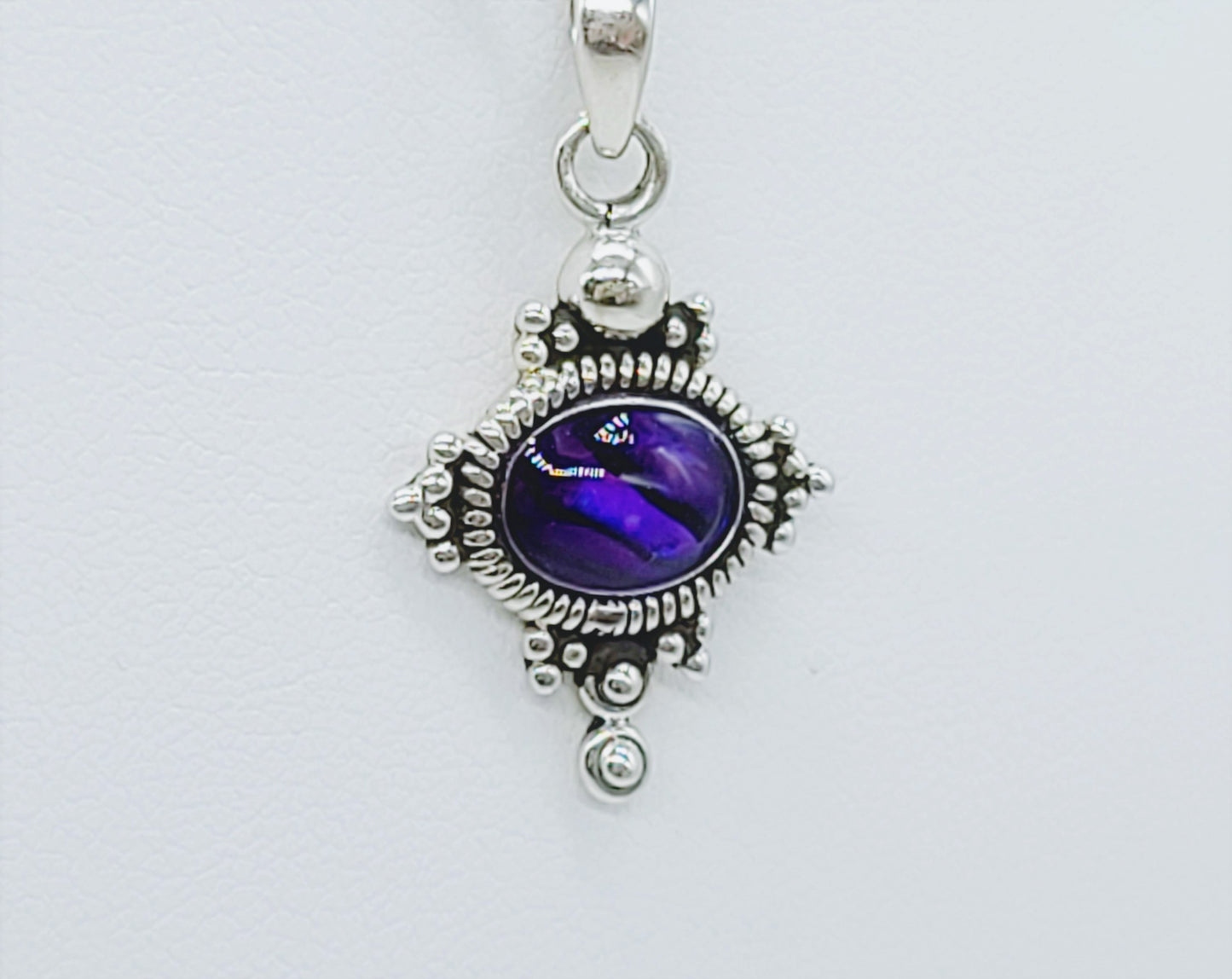 Genuine Purple Abalone Shell 925 Sterling Silver Pendant Necklace