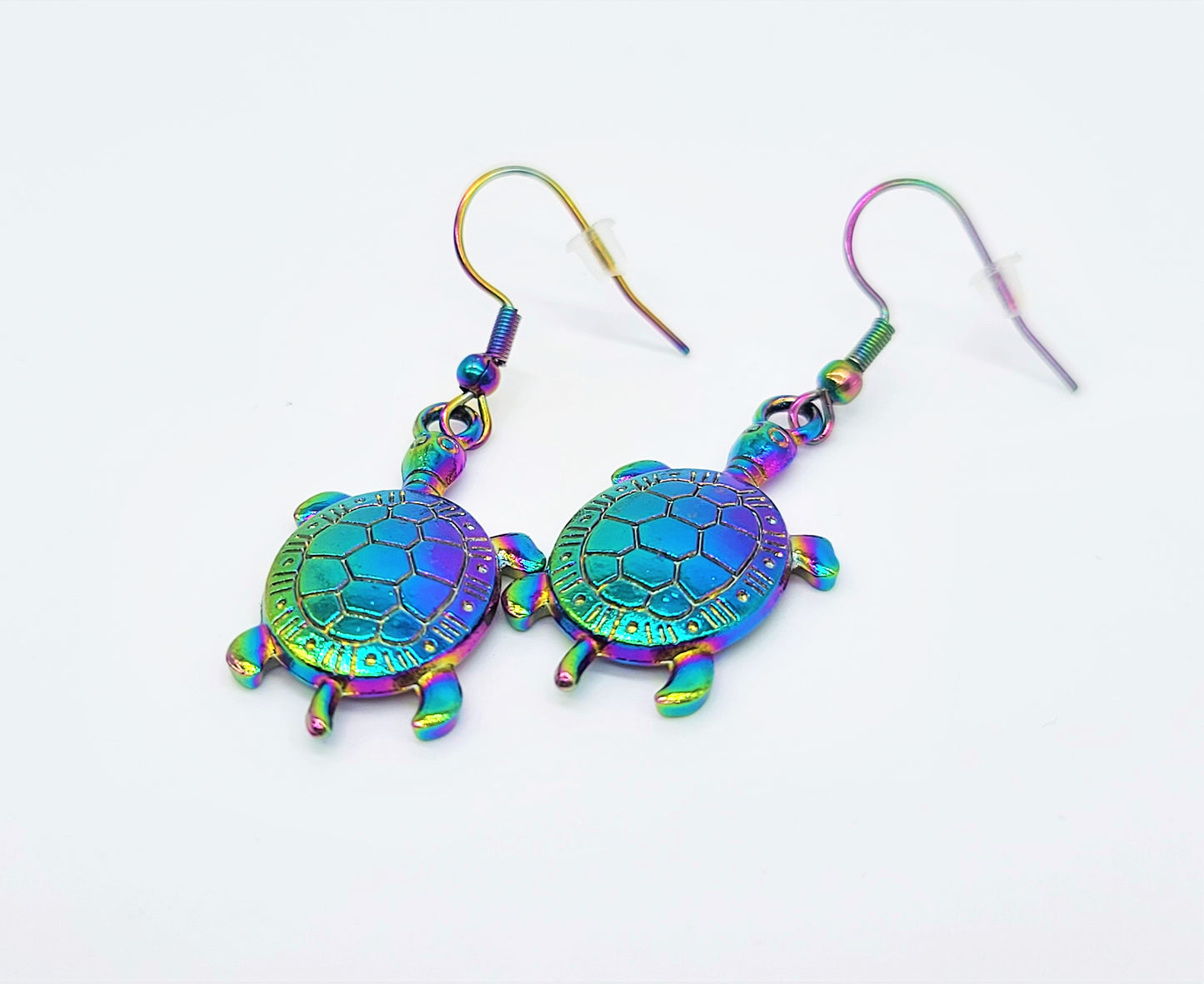 Rainbow Chromium Sea Turtle Earrings