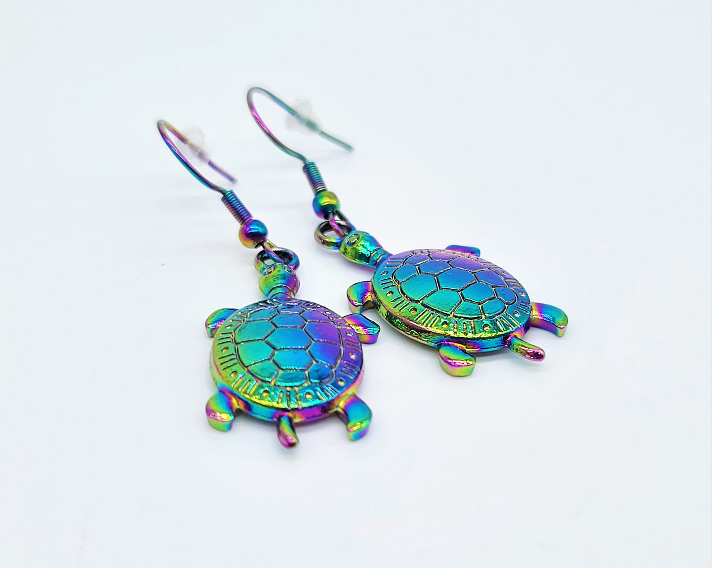 Rainbow Chromium Sea Turtle Earrings