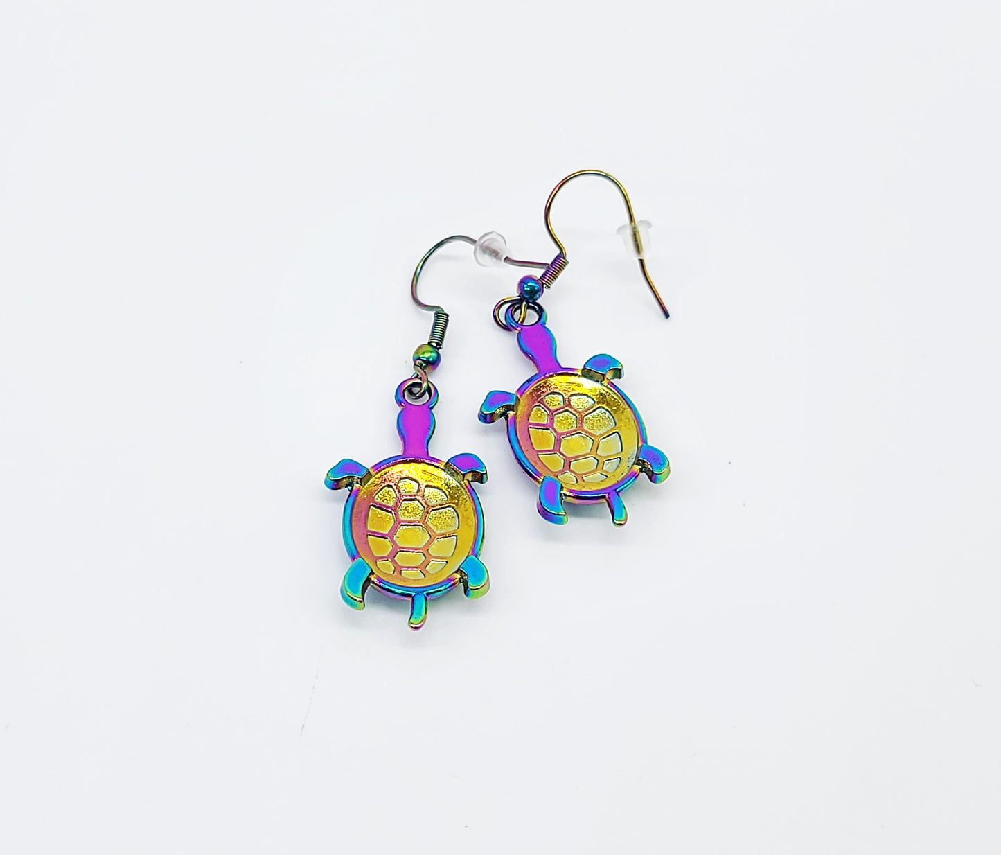 Rainbow Chromium Sea Turtle Earrings