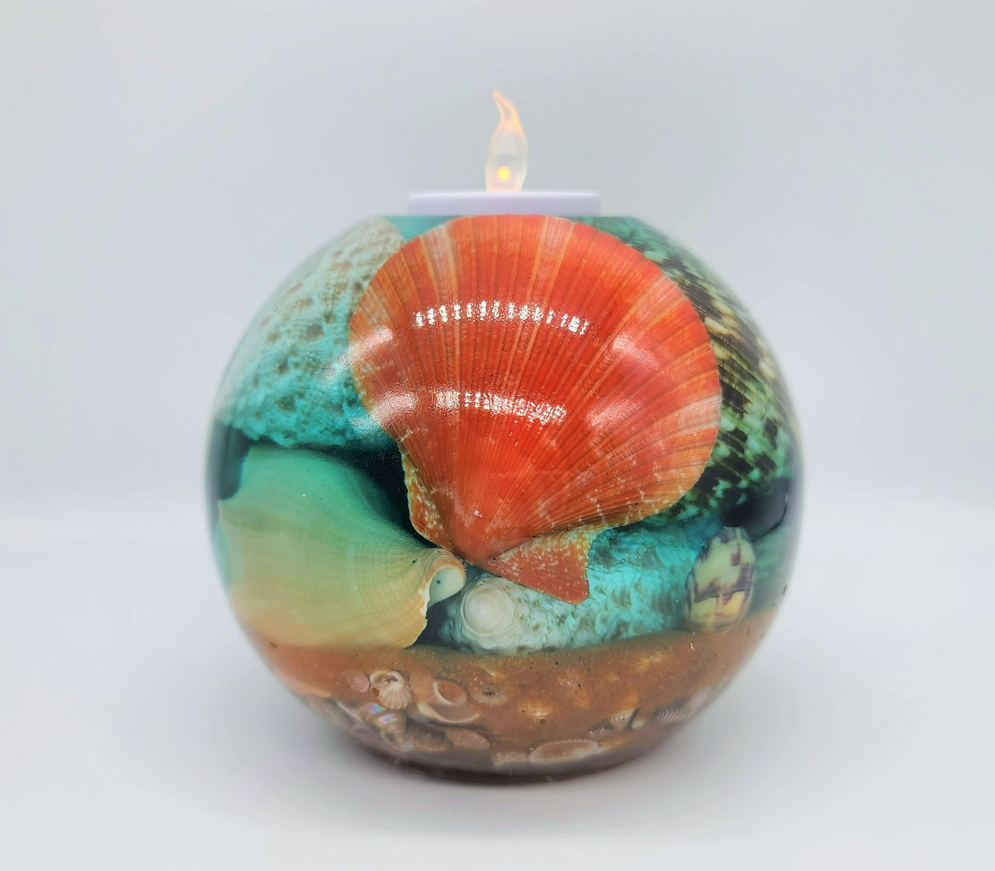 Large Spherical / Round Seascape Candle Holder