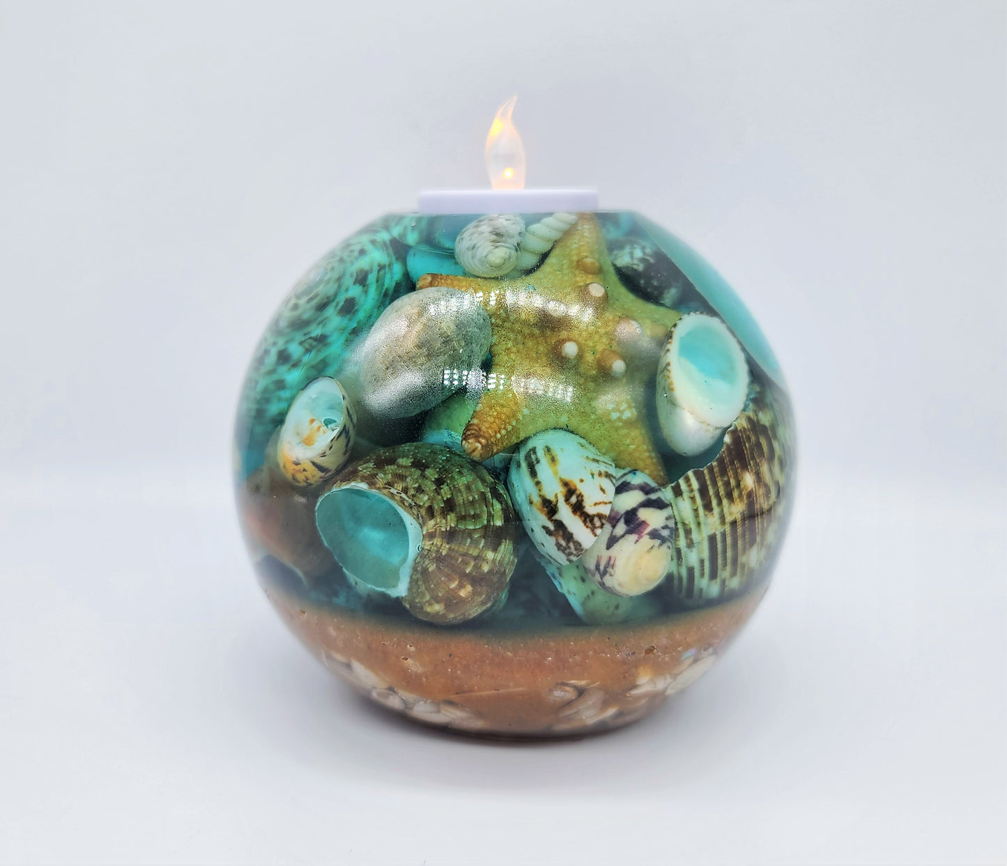 Large Spherical / Round Seascape Candle Holder