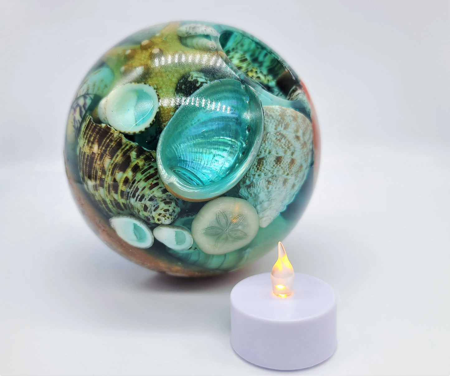 Large Spherical / Round Seascape Candle Holder