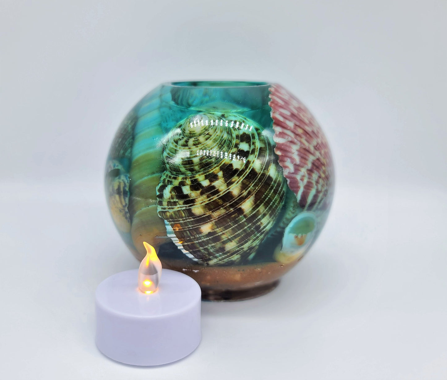 2 Piece Set of Round Seascape Candle Holders