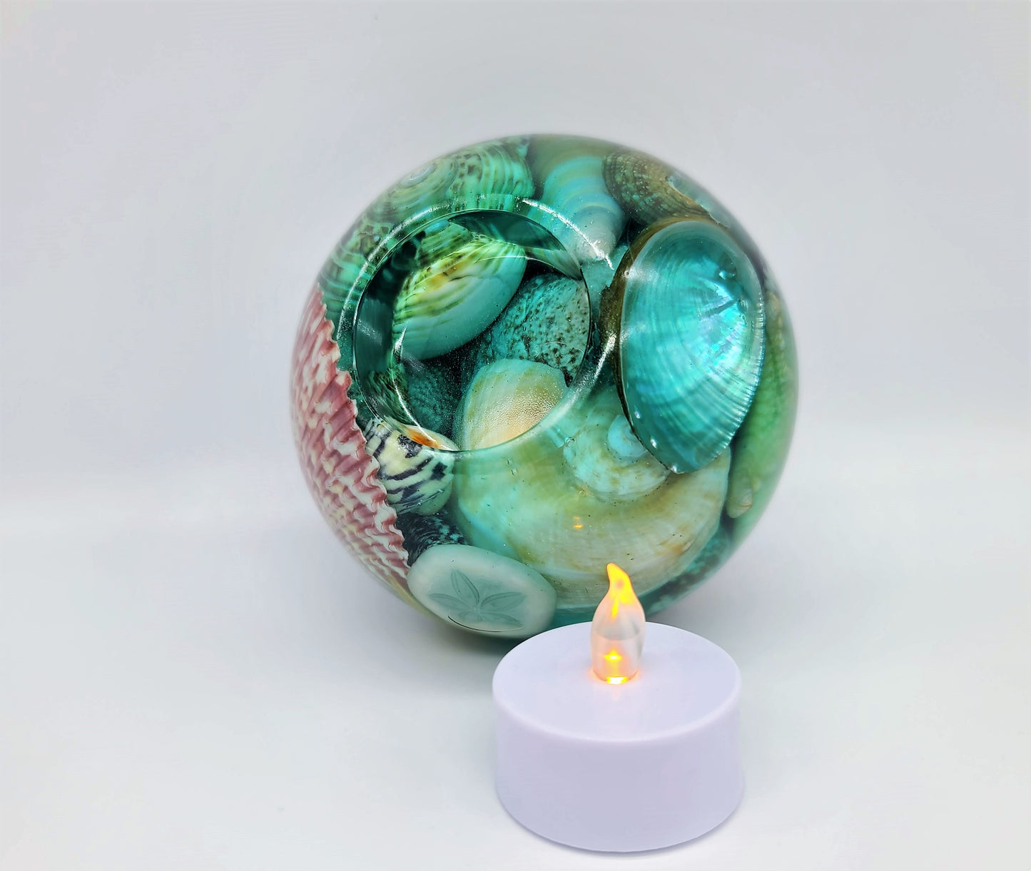 2 Piece Set of Round Seascape Candle Holders