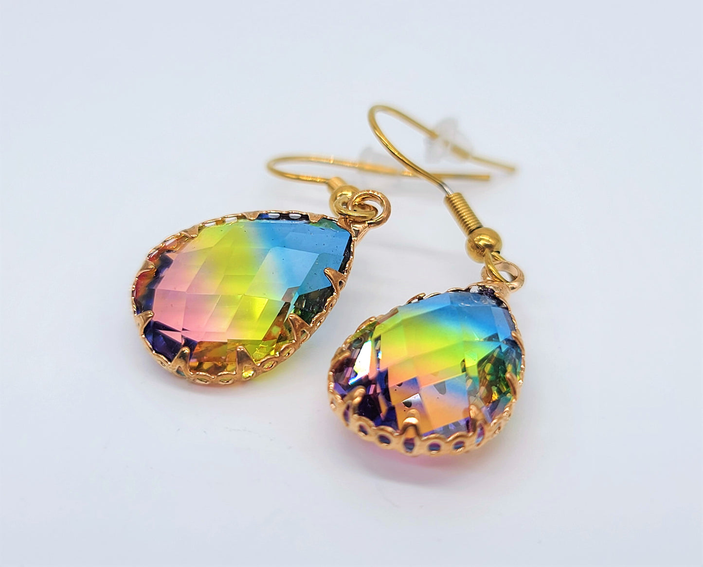 Blue to Yellow to Pink Ombre Earrings