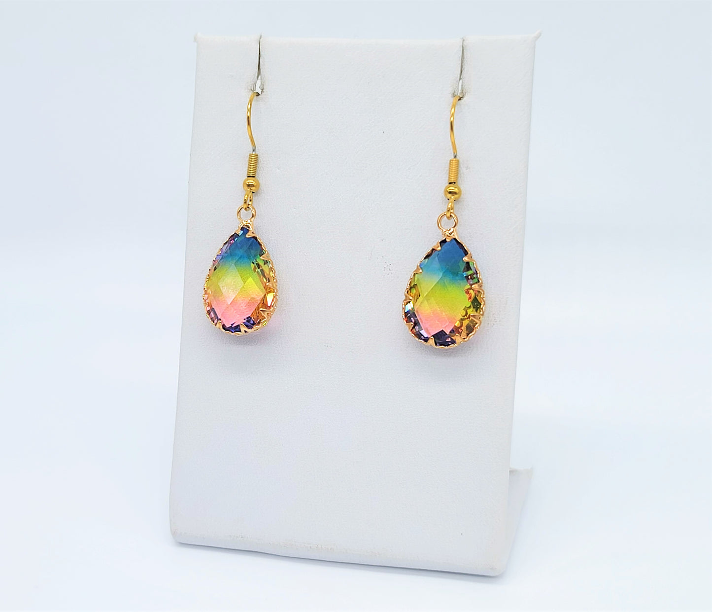 Blue to Yellow to Pink Ombre Earrings