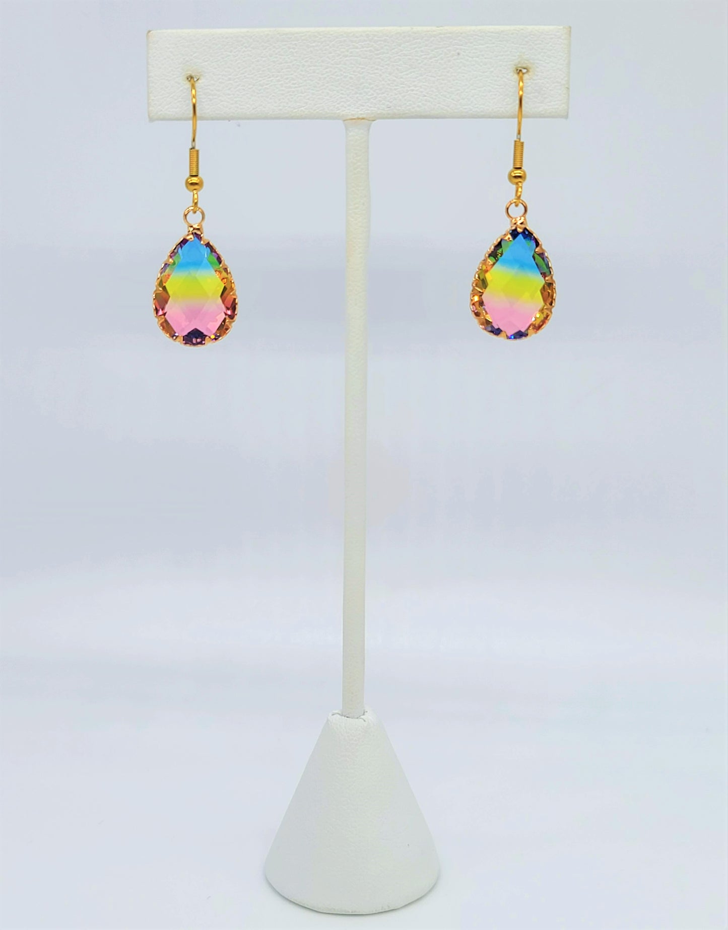 Blue to Yellow to Pink Ombre Earrings