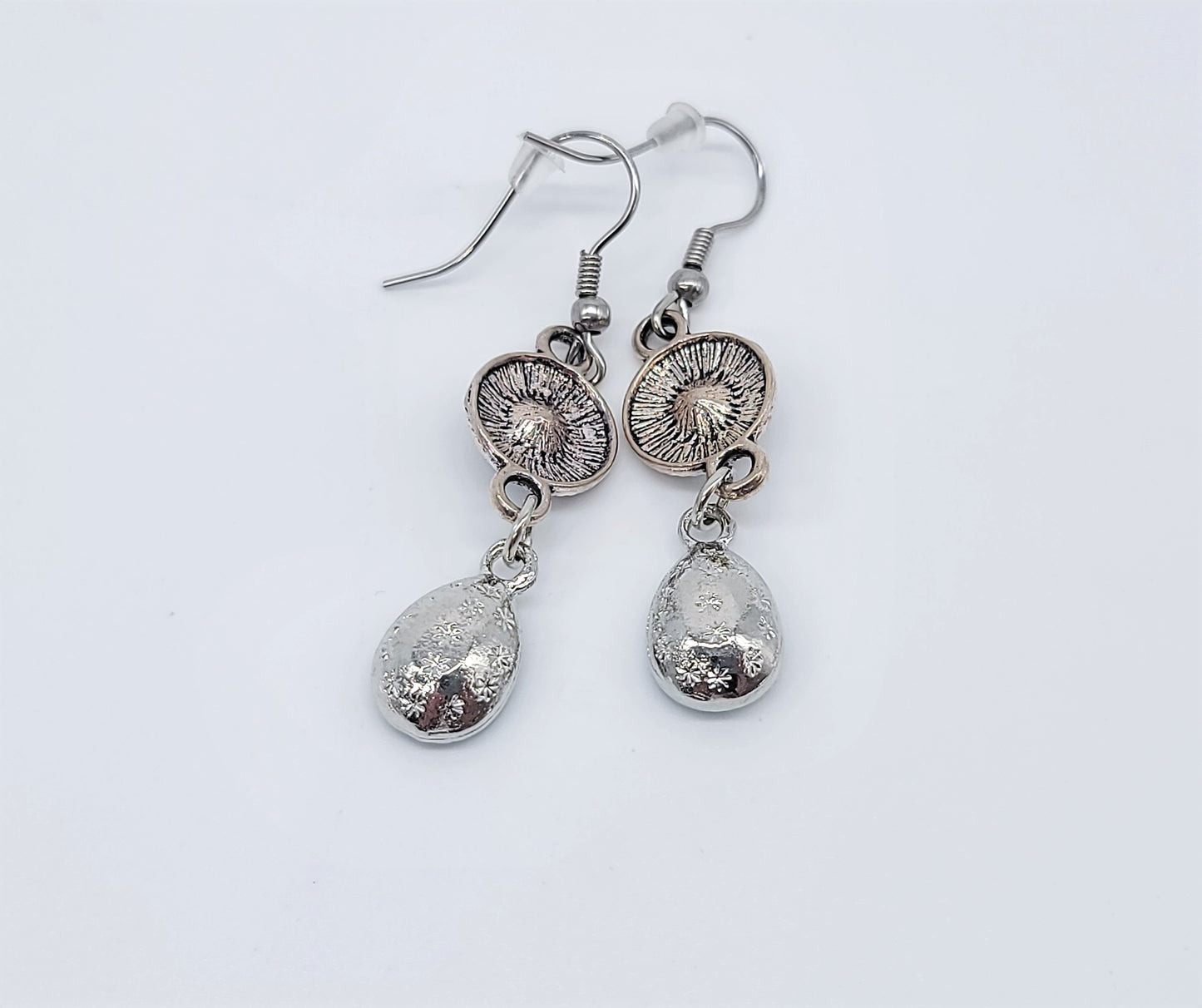 Antiqued Silver Teal Blue Teardrop Earrings