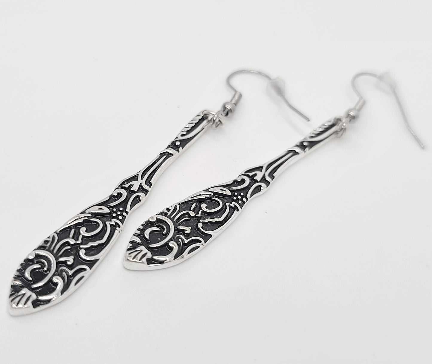 Silver Intricate Spoon Earrings