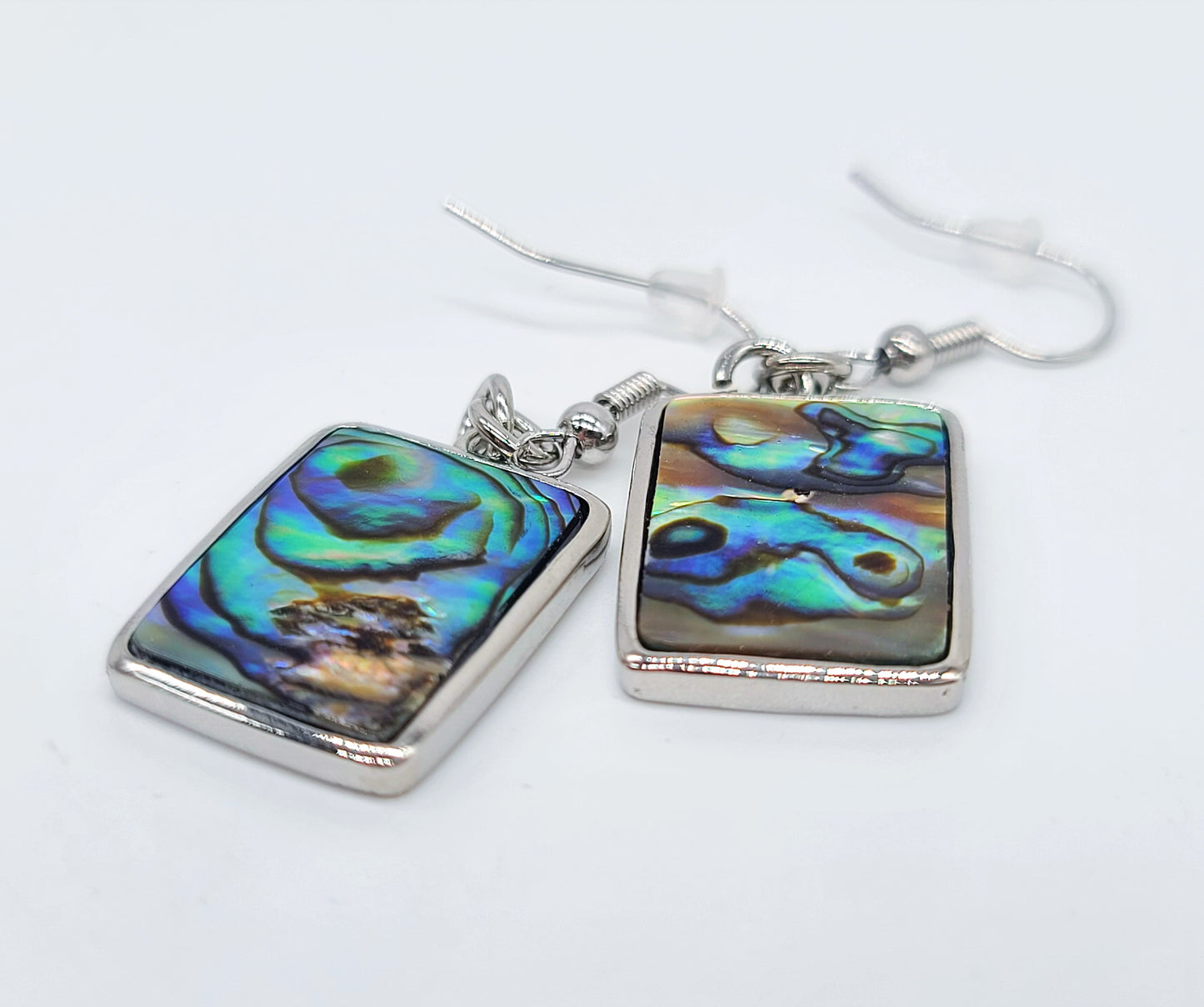 Abalone / Paua Seashell Rectangle Earrings