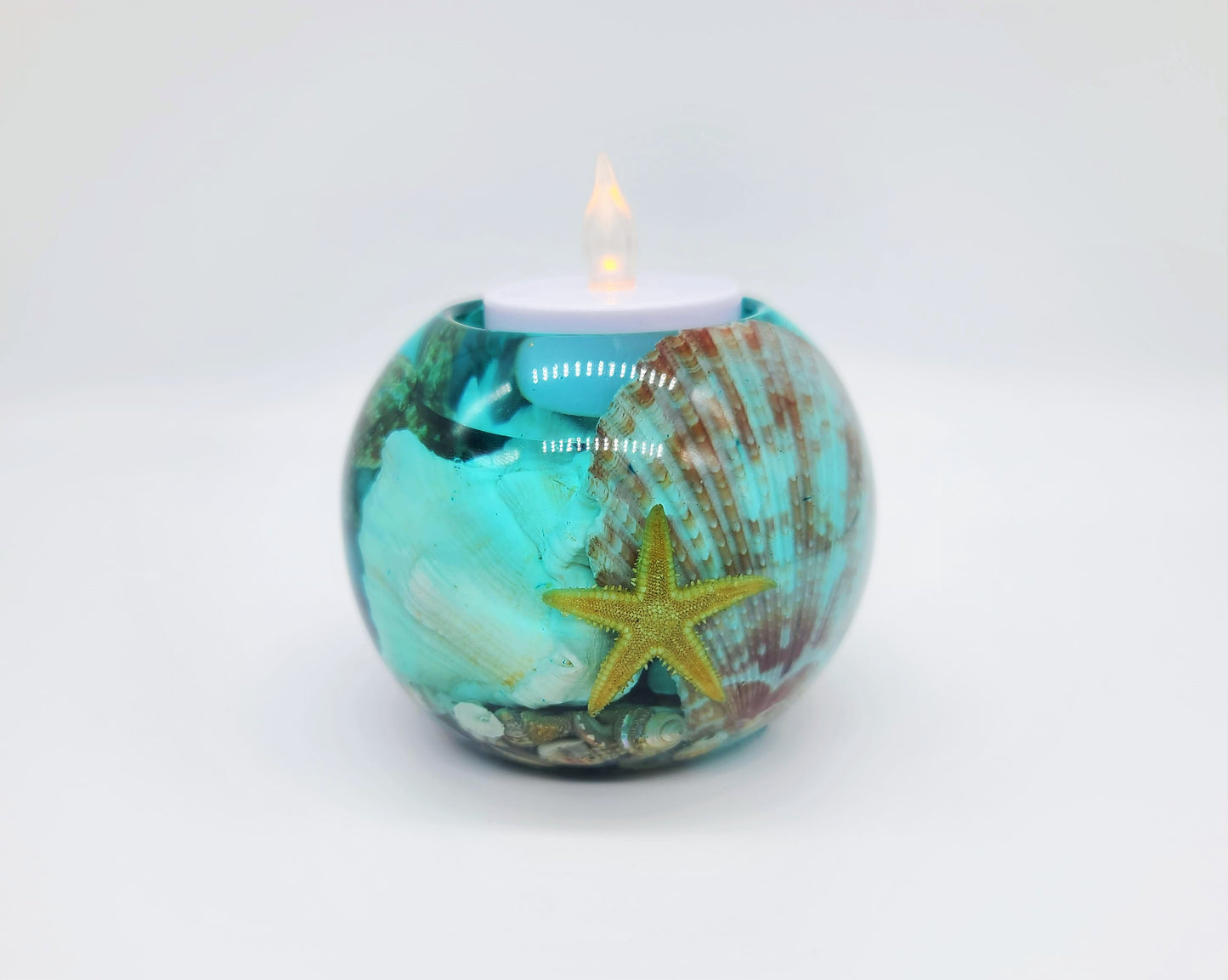 Small Spherical / Round Seascape Candle Holder