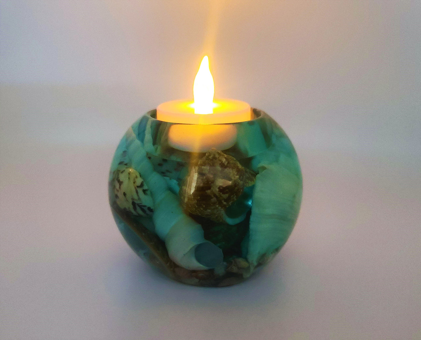 Small Spherical / Round Seascape Candle Holder