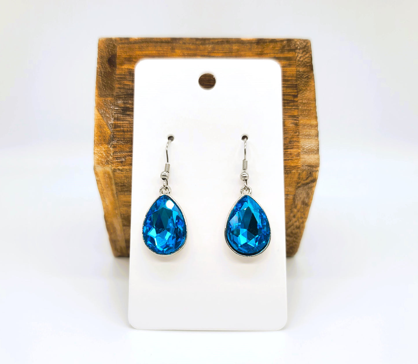 Multifaceted Blue Teardrop Earrings