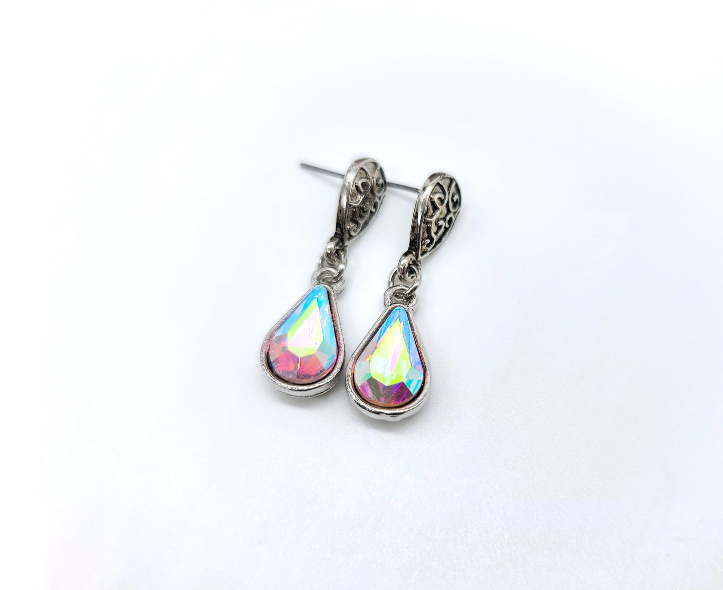 Aurora Borealis Teardrop Post Earrings