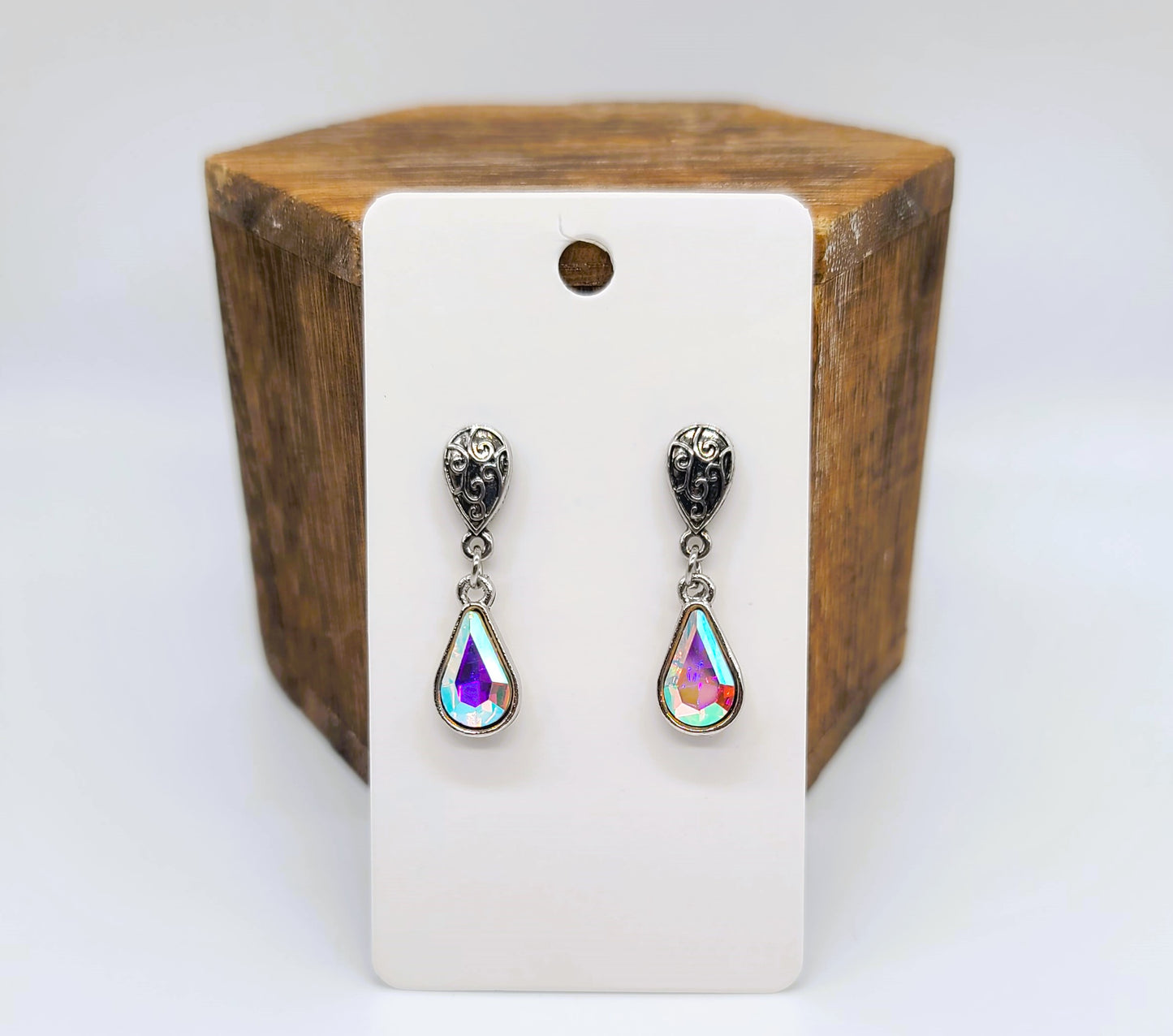 Aurora Borealis Teardrop Post Earrings