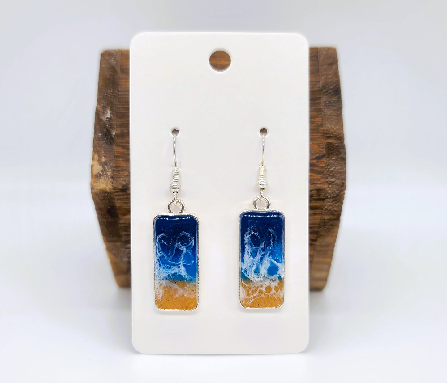 Rectangle Shaped Resin Seascape Earrings