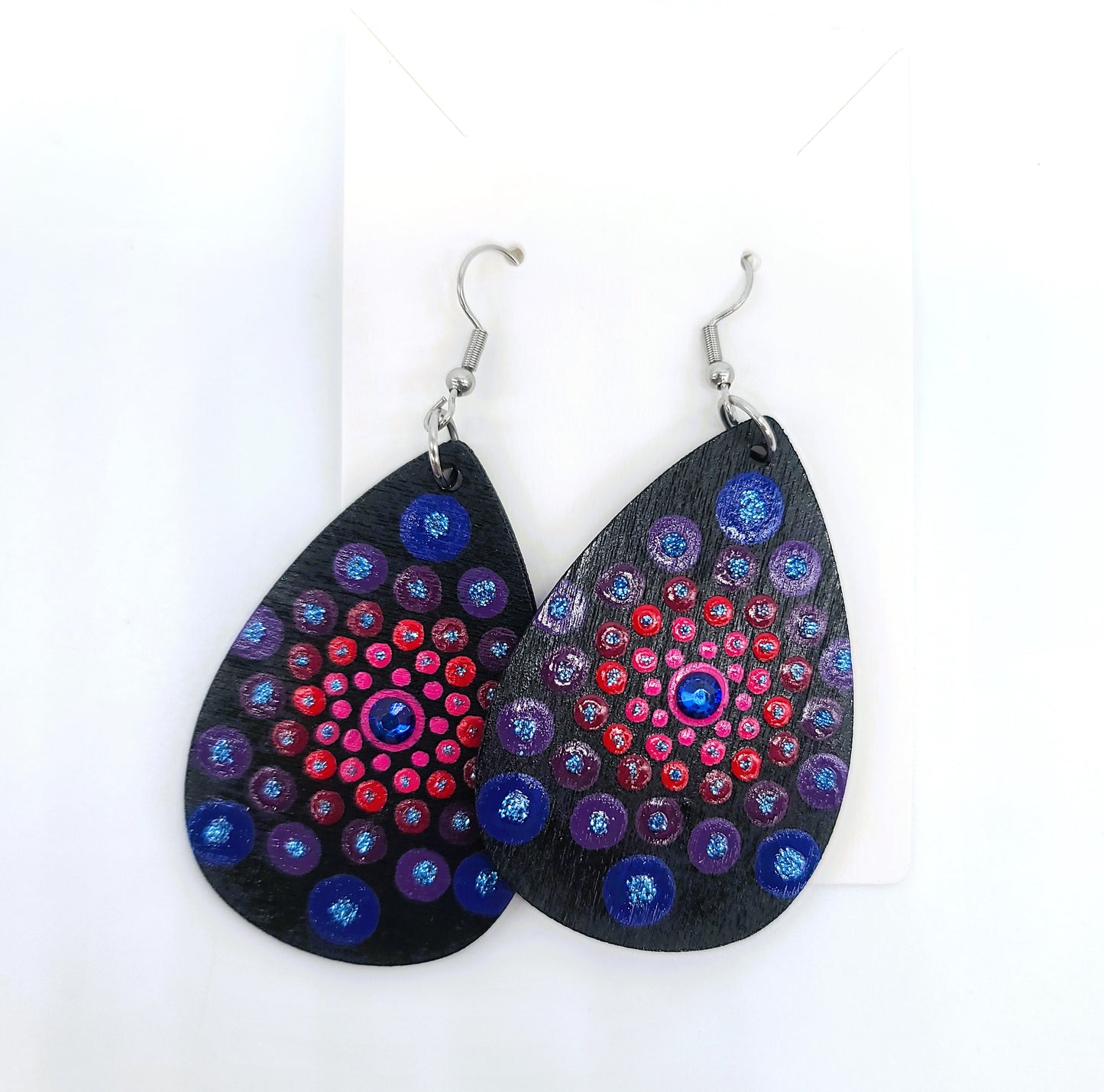 Hand-painted Dot Mandala Earrings