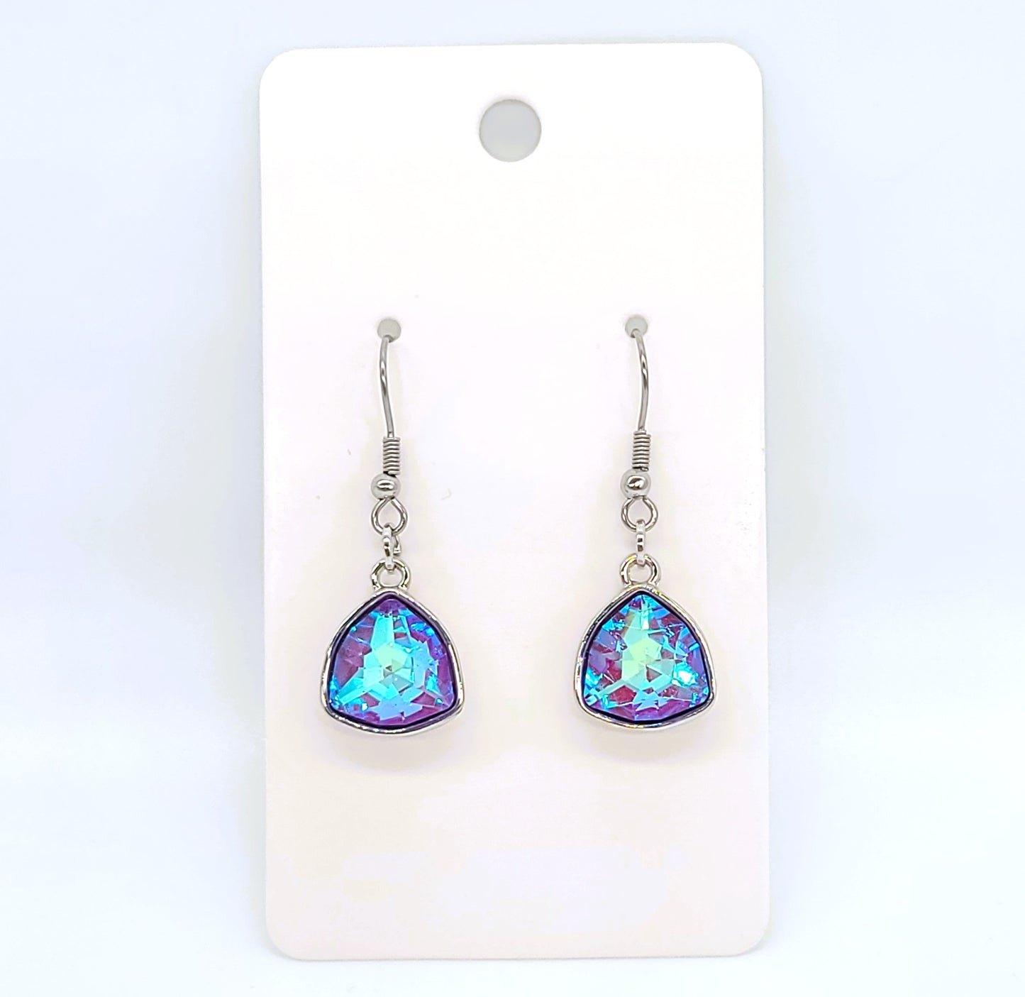 Aurora Borealis Triangle Earrings