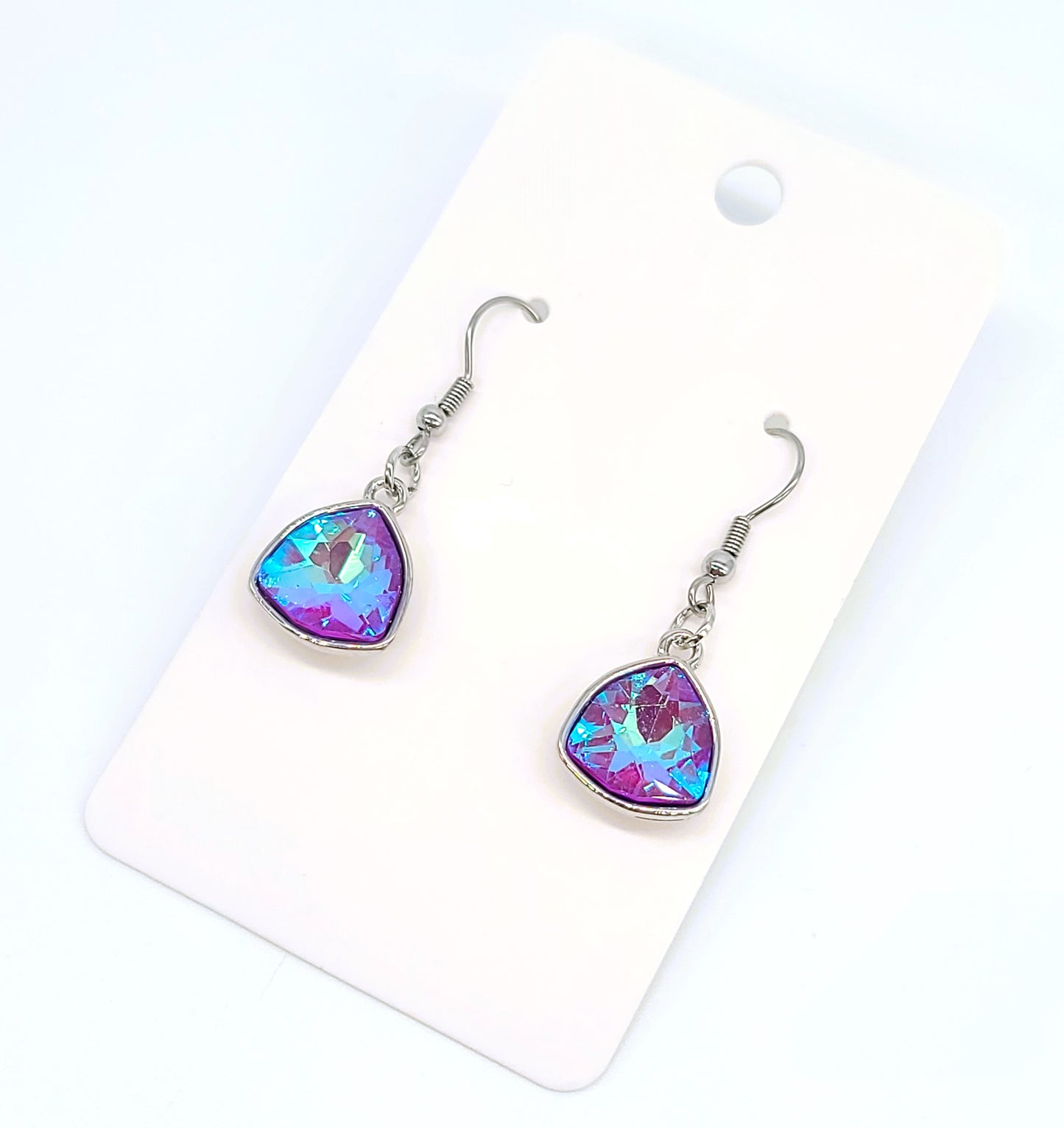 Aurora Borealis Triangle Earrings