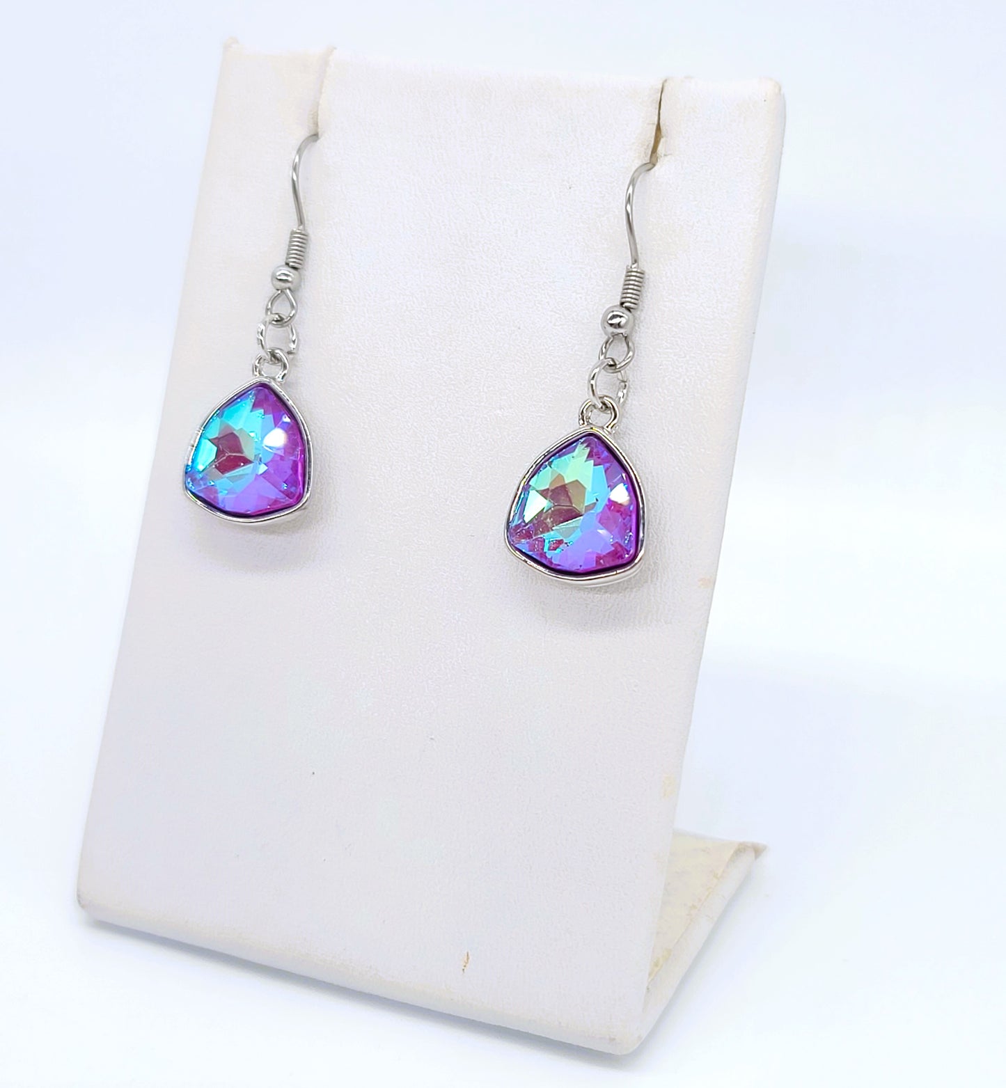 Aurora Borealis Triangle Earrings