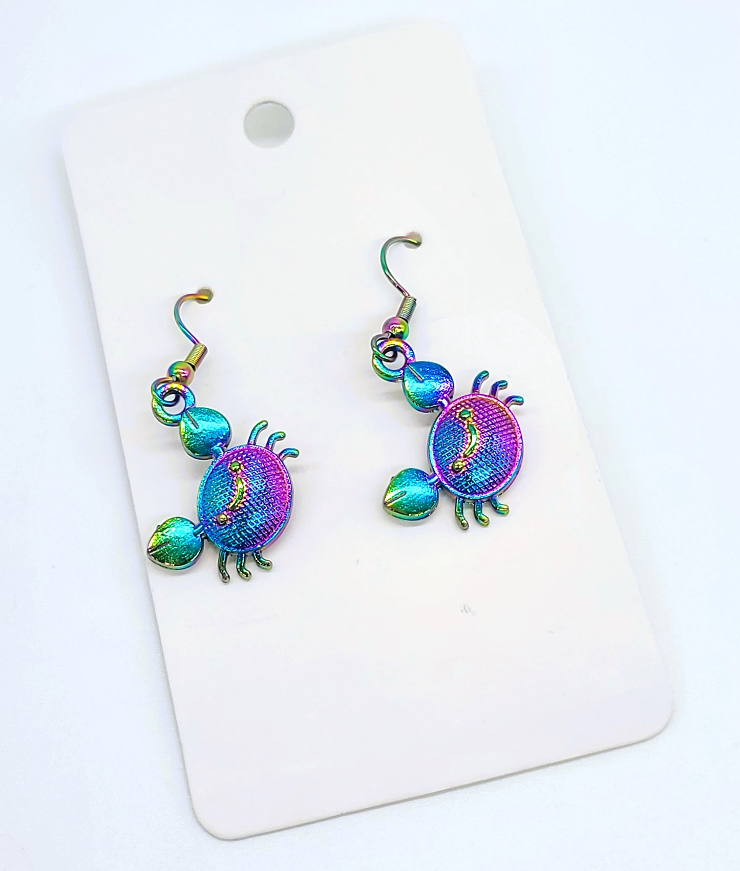 Rainbow Chromium Crab Earrings