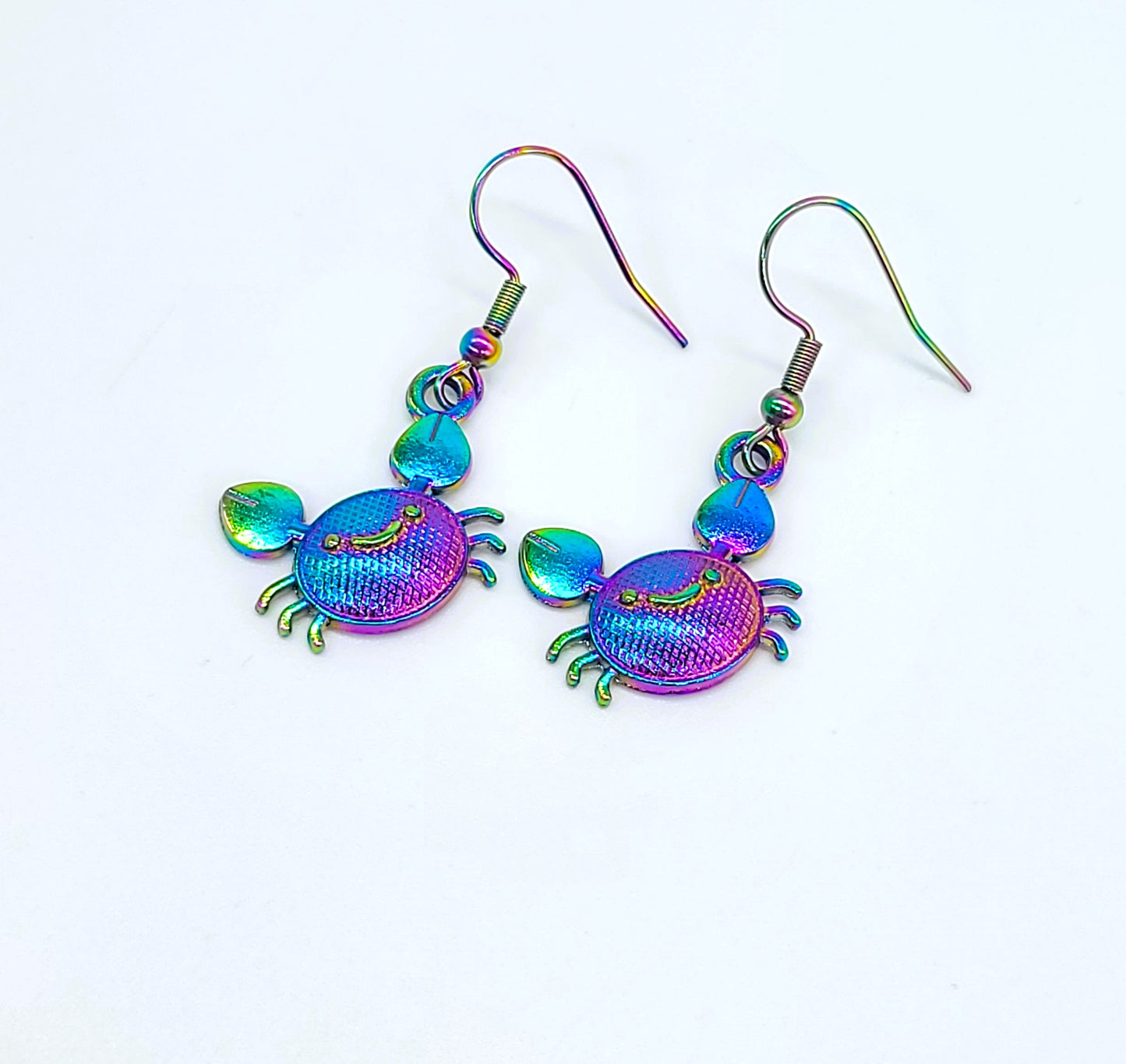 Rainbow Chromium Crab Earrings