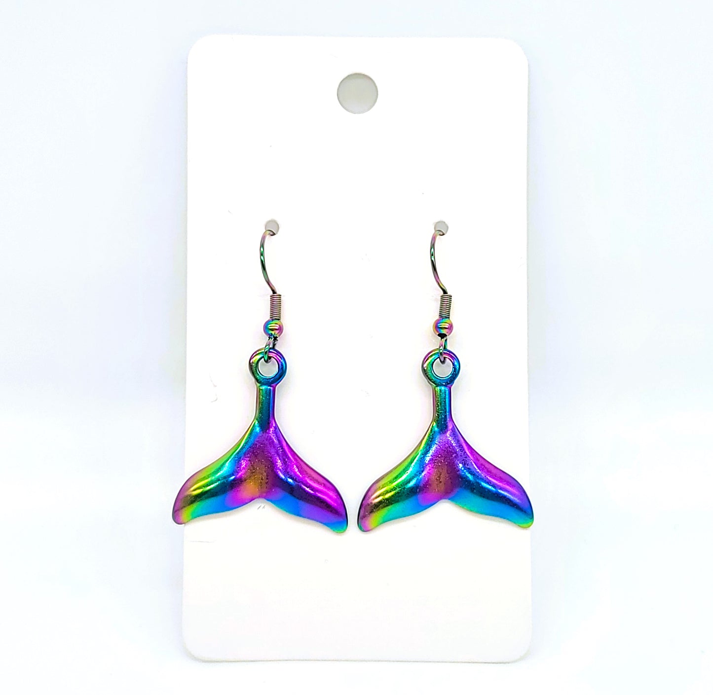 Rainbow Chromium Mermaid Tail Earrings