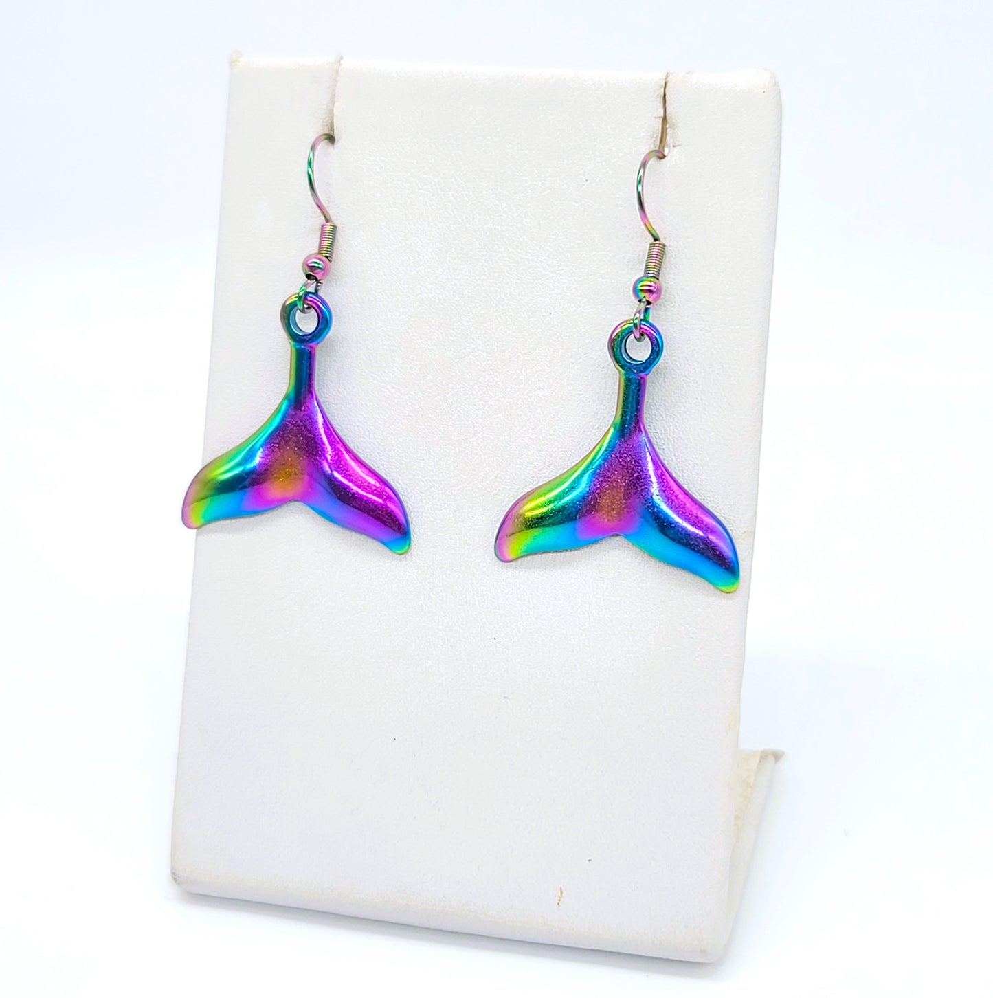 Rainbow Chromium Mermaid Tail Earrings