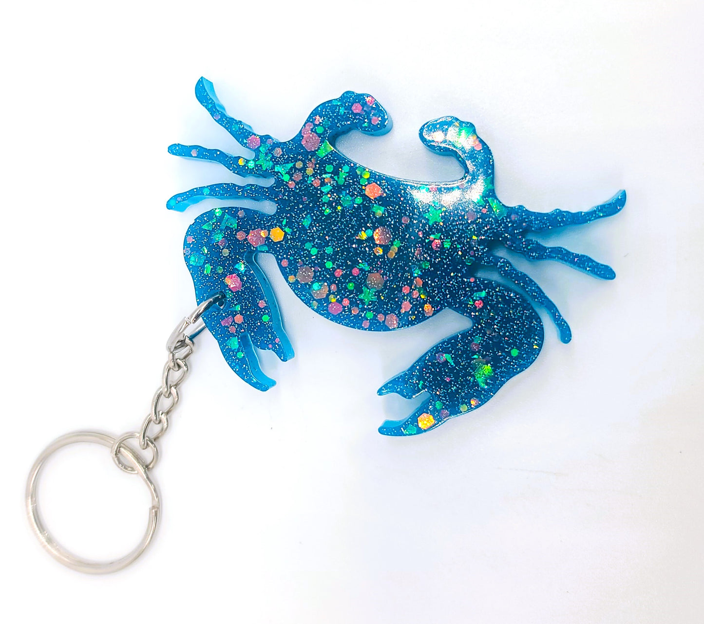 Crab Key Chain - Handmade Resin & Glitter Key Chain