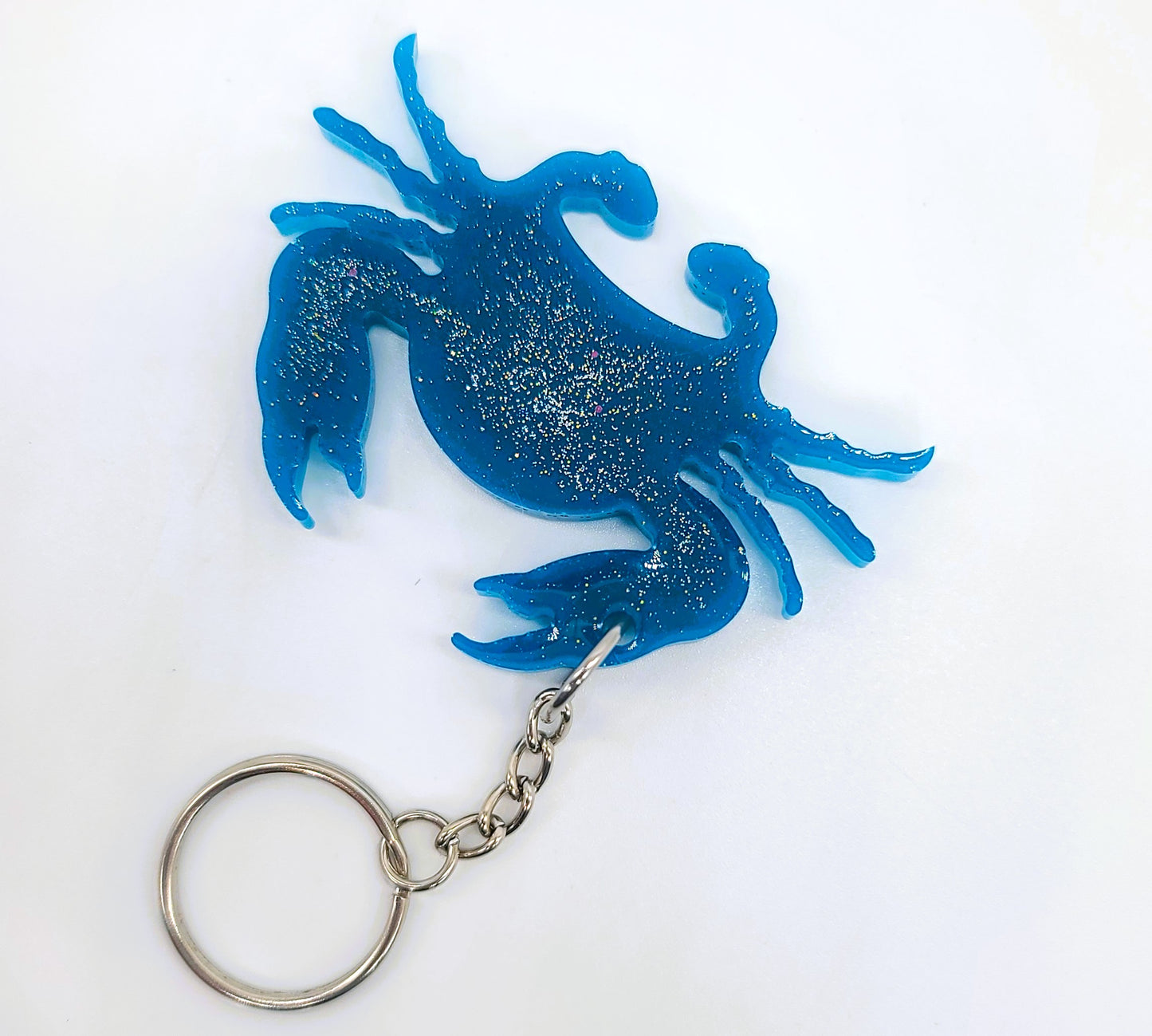 Crab Key Chain - Handmade Resin & Glitter Key Chain