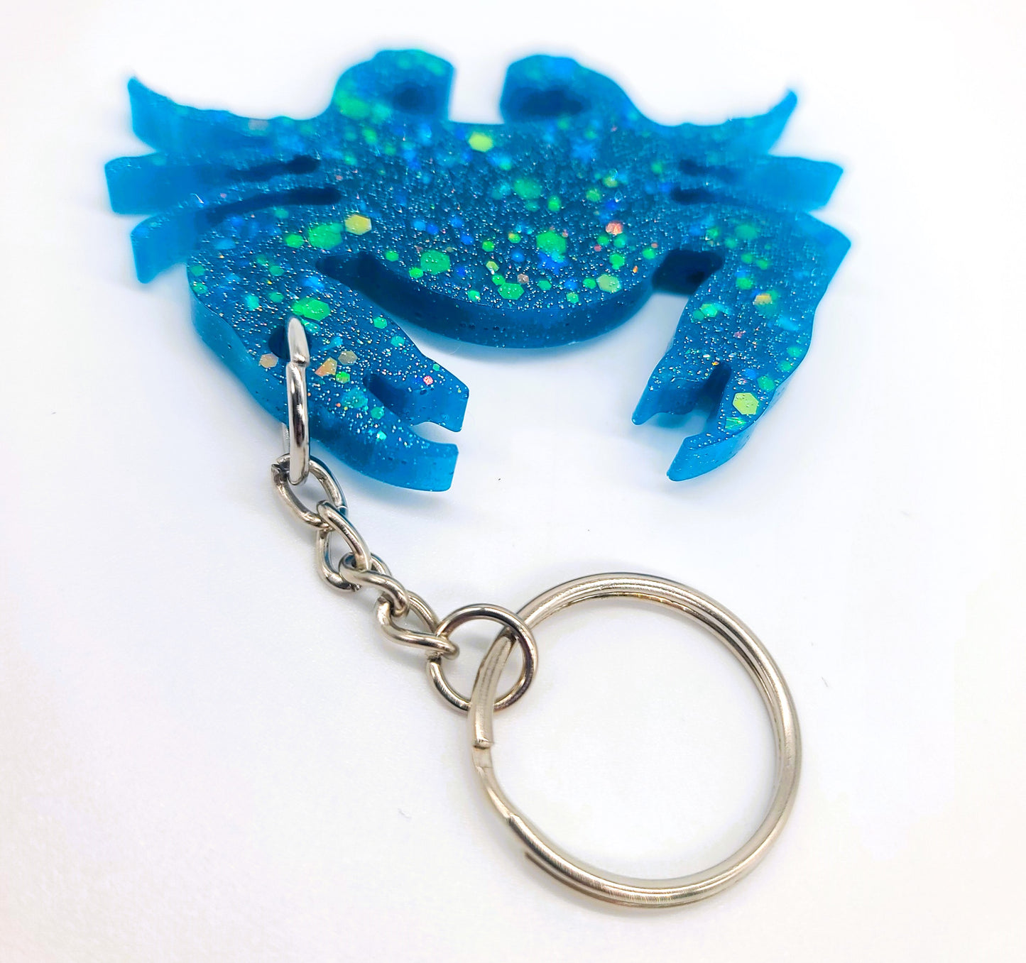 Crab Key Chain - Handmade Resin & Glitter Key Chain