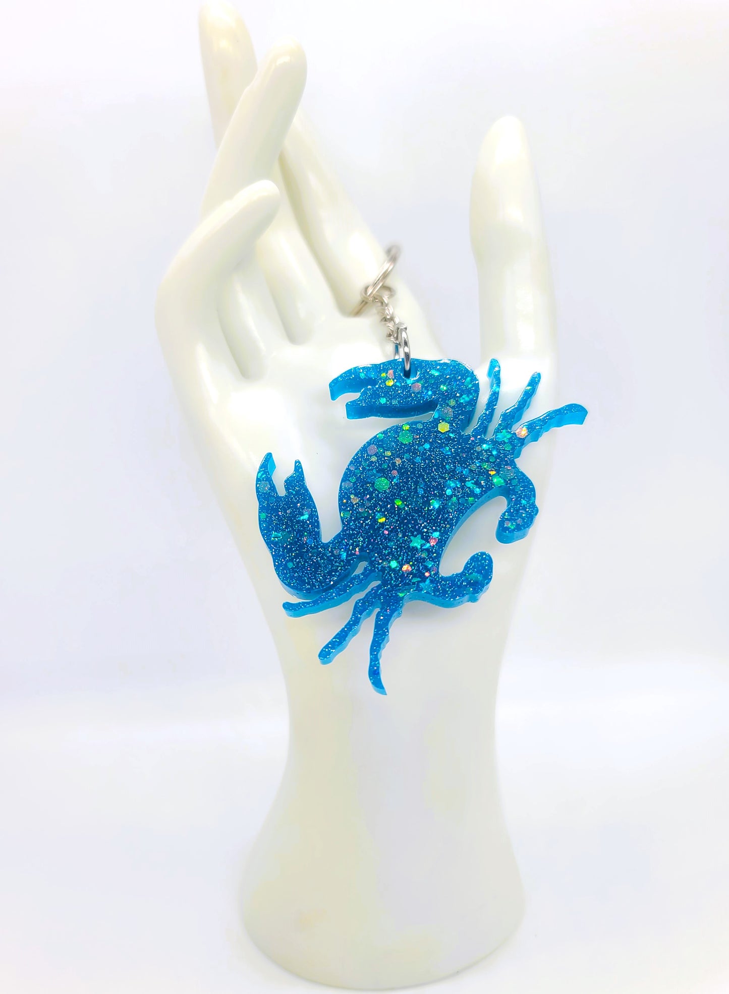 Crab Key Chain - Handmade Resin & Glitter Key Chain