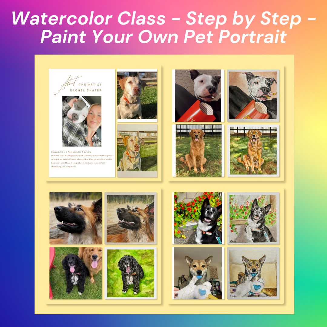 Book a Private Class! Step by Step Watercolor Class - Paint Your Own Pet Portrait