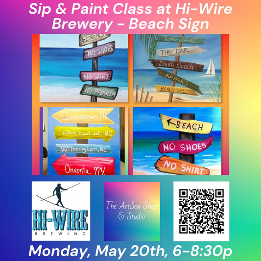 Sip & Paint Class at Hi-Wire Brewery - Mon, May 20th, 6-8:30p