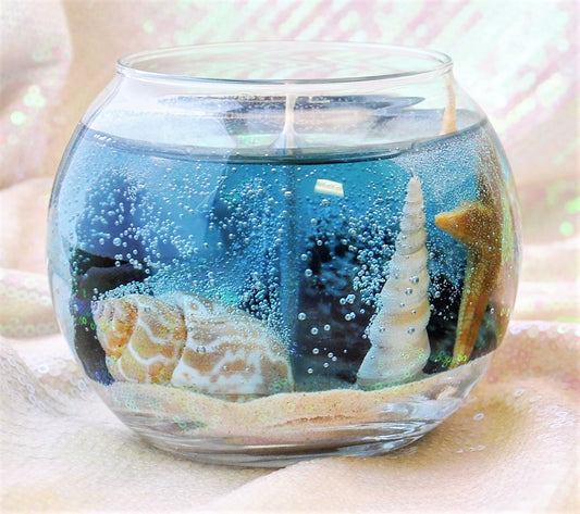 Seascape Gel Candle - Scented - Real Sand & Shells - 14 oz Round