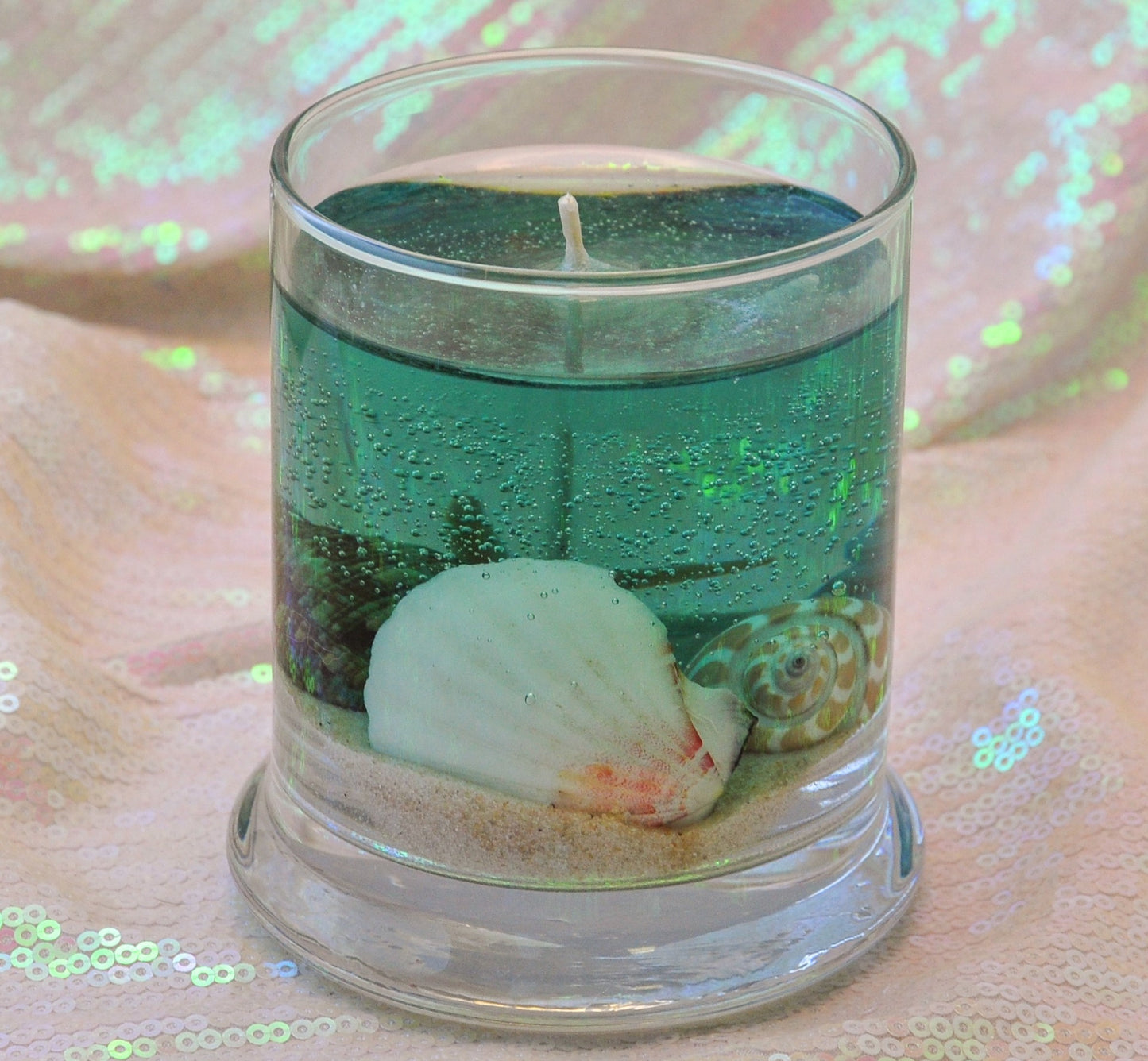 Seascape Gel Candle - Scented - Real Sand & Shells - 10 oz Status Jar