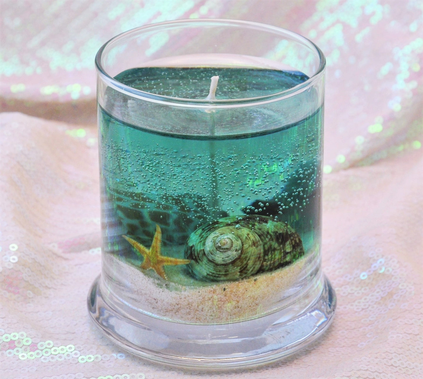 Seascape Gel Candle - Scented - Real Sand & Shells - 10 oz Status Jar