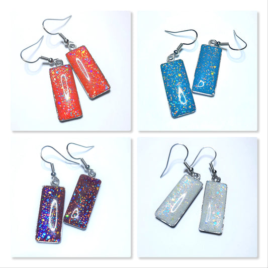 Sparkle Rectangle Resin Earrings