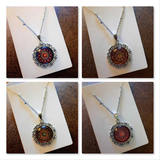 Set of Six (6) Mandala Tibetan Style Necklace Sampler Set