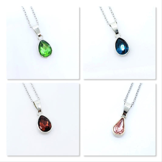 Multifaceted Teardrop Pendant Necklace