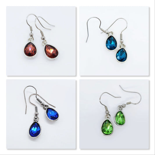 Set of Six (6) Gemstone Teardrop Dangle Earrings Sampler Set